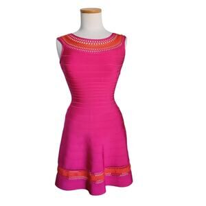 HERVÉ LÉGER Barbie pink BANDAGE Zoe MINI party coktail DRESS SM